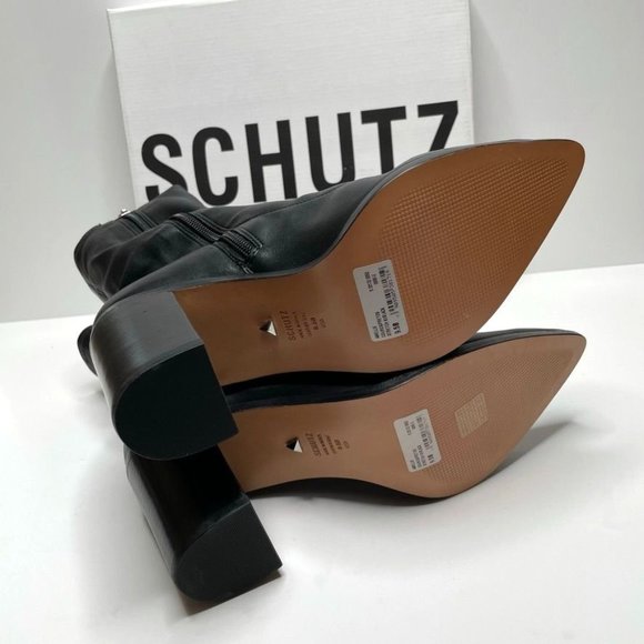 NIB SCHUTZ AMELLIE LEATHER MID CALF SOCK BOOTS IN BLACK SZ  9.5 - 6.5 - Picture 3 of 12